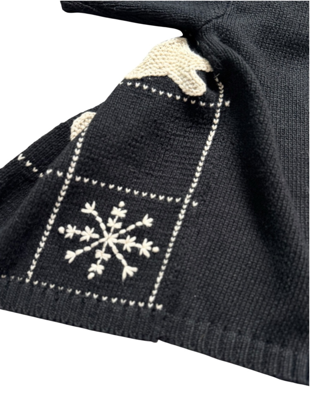 Villager Petite Vintage Christmas Cardigan Reindeer Snowflake Black Cream S - Picture 8 of 10